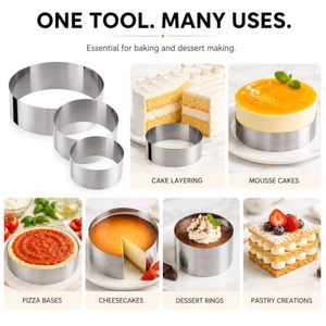 Moules à gâteau ronds, moules à mousse, anneaux à pâtisserie en acier inoxydable, outils de pâtisserie - Product Image 5