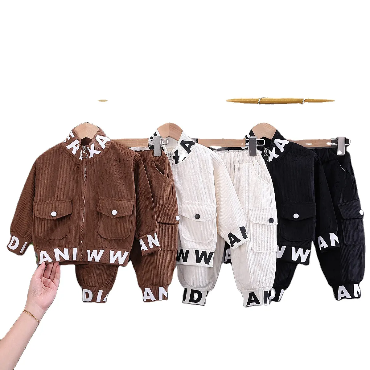 Children Clothing Sets Winter Jacket Children's Down Jackets With Trouser For Autumn Winter With Letter Pattern