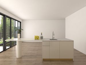 Mueble de Cocina Moderno y Minimalista con Encimera de Mármol, Isla de Diseño Contemporáneo y Elegante, Estructura de Madera Contrachapada MDF Impermeable y Protector Contra Salpicaduras - Product Image 5