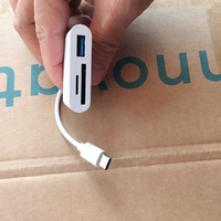Adaptador de Lector de Tarjetas OTG 3 en 1 USB-C Tipo C D1873