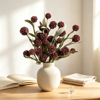 Fleur artificielle en plastique à 6 têtes, tige unique, boule dorée, pour la décoration florale de la maison, du bureau ou de la table - Vente en gros