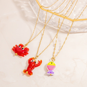 Collar con Colgante de Animales de Dibujos Animados de la Serie Océano, Aleación de Zinc, Cadena de Oro de 18K, Joyería de Regalo - Product Image 3