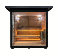 Sauna Eléctrica Tradicional para Exteriores con Panel de Control Computarizado y Vapor, Casa de Jardín de Madera Sólida