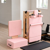 Reformer Pilates pliable en bois d’érable avec pieds réglables Machine de fitness professionnelle pour studio et maison