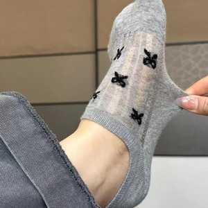 Breathable Low Top <b>Socks</b> Women Gray Cotton Mesh Summer Casual <b>Socks</b> - Product Image 1