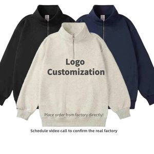 <span class=keywords><strong>Felpa</strong></span> <span class=keywords><strong>con</strong></span> cappuccio casual in seta latte da 300g <span class=keywords><strong>con</strong></span> mezza zip e collo alto, tinta unita, vestibilità ampia, per il personale del magazzino - Product Image 1