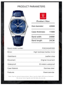 Reloj de Lujo para Hombre, Reloj de Pulsera de Cuero, Reloj de Cuarzo, Resistente al Agua, Luminoso, con Fecha y Día de la Semana - Product Image 5