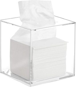 2022 Acrylic Tissue Box Holder with Cover Facial Tissue Dispenser Box Case Clear Plastic Dryer Sheet Container Napkin Organizer