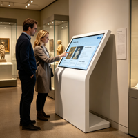 Kiosque d'information en libre-service intérieur en forme de L avec écran tactile infrarouge 43, 49, 55, 65 pouces 4K et interfaces riches