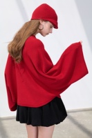 Pull-over en cachemire pur à 100 %, anti-rides, respirant, pour femme, style cape, manches évasées, chaud, doux, standard, pour l'hiver