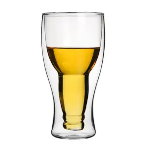 Vaso de cristal de doble pared para beber cerveza, accesorios para tazas