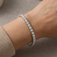 Bracelet tennis 10 carats, taille ronde, 4 mm, à quatre griffes, or blanc massif 10K 14K 18K, 6,5 pouces, bijoux en gros pour femmes