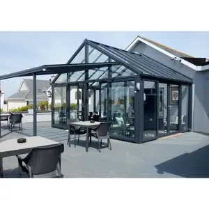 Moderno prefabricado 4 estaciones independiente Veranda aluminio aislado Vidrio Curvo invernadero Sunroom casa de cristal <span class=keywords><strong>Solarium</strong></span> - Product Image 5