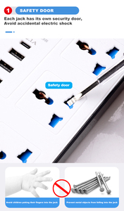 New Arrival 6-Way mở rộng dây với 3m bảo vệ tăng 3USB + 1type-c Ổ cắm điện vật liệu đồng 6 AC cửa hàng - Product Image 6