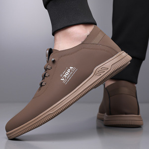 Zapatos Casuales de Cuero para Hombre Xtz Blancos, con Punta Redonda, Sin Cordones, con Suela Suave para Aumentar la Altura, Zapatos para Caminar - Product Image 4