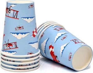 Juego de Vajilla Personalizado de 144 Piezas para Fiestas de Cumpleaños y Días Festivos con Diseño de Avión Moderno, Incluye Platos, Vasos, Servilletas y Cubiertos de Papel - Product Image 3