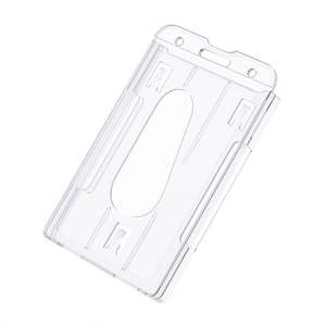 Porte-badge en polycarbonate de haute qualité, porte-carte en plastique rigide PC, 2 emplacements pour cartes, transparent comme du cristal, porte-carte de travail - Product Image 2
