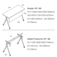 Table de conférence moderne en bois LIWEI avec design pliable, pieds en acier extensibles, roulettes et étagère de rangement - Mobilier de bureau de luxe