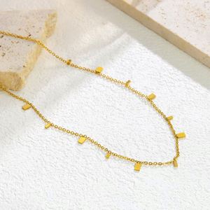 Collar de Moda de Acero Inoxidable con Borlas, Collar de Clavícula para Mujer con Baño de Oro de 18K, Colgante Redondo Pequeño Cuadrado en Forma de Pera - Product Image 2