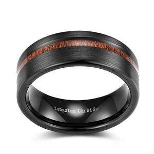 OAHLAN Gioielli alla Moda, Anelli in Carburo di Tungsteno da 8mm con Intarsio in Legno Spazzolato Nero, Comodi da Indossare, per Matrimonio e Fidanzamento, per Uomo e Donna - Product Image 3