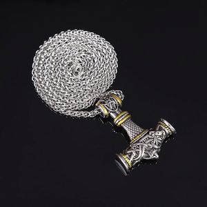 Collier Pendentif Amulette Marteau de Thor Viking Celtique Vintage Personnalisé en Gros, Bijoux Gothiques Punk Hip Hop pour Hommes - Product Image 1