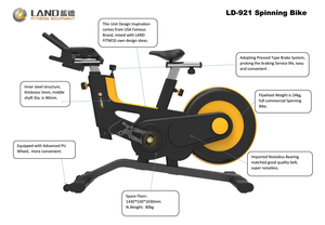 <span class=keywords><strong>Bicicleta</strong></span> Estática Profesional para Gimnasio, <span class=keywords><strong>Bicicleta</strong></span> de Spinning para Interiores, Silenciosa, con Resistencia Magnética, Modelo LD-921 - Product Image 2