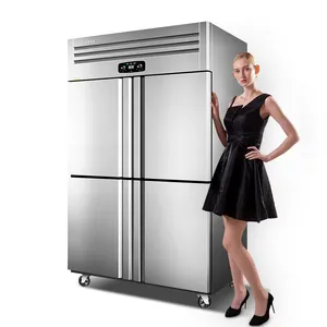 4 Door Double Temperature Vertical Restaurant Kitchen Commercial Refrigerator Wholesale