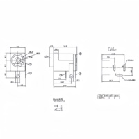 Prise d'alimentation CC DC-005J, 3 broches horizontales, traversante, entièrement en plastique, tête saillante, 5,5x2,1mm 5,5x2,5mm, connecteur femelle CC