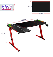 Bureau de jeu en métal modèle AOR L1 avec surface en bois extensible en forme de L pour salle de jeu e-sport