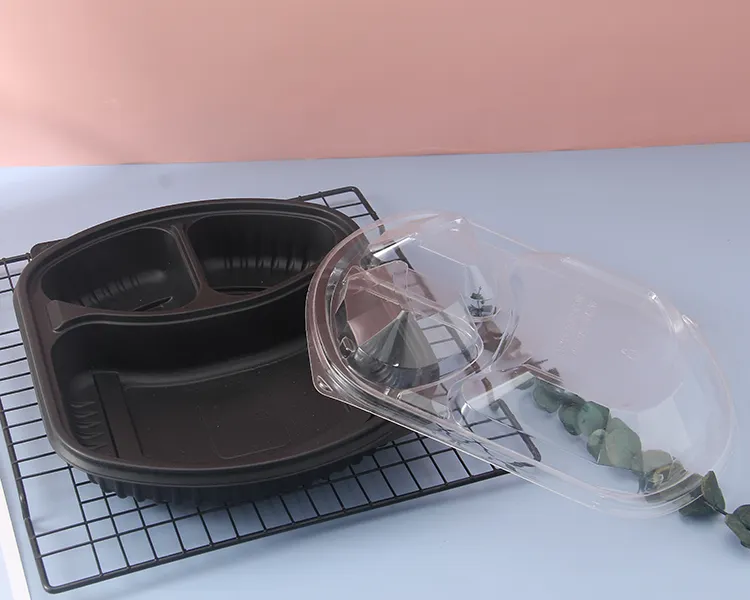 Benutzer definierte schwarze Brotdose Kunststoff PP-Behälter Clam shell Verpackung American Style Mikrowelle Bento Einweg-Lebensmittel behälter