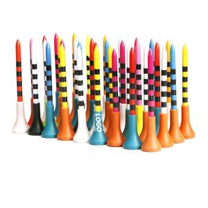 Tees de golf en plastique personnalisés avec logo, 83 mm, avec tête en caoutchouc souple - Tees de golf durables pour le practice et les cadeaux promotionnels - Product Image 1