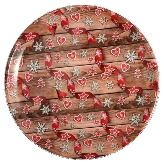 Household New Design Christmas Decorations Full Print Round Plate