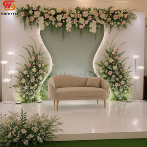 Mur de toile de fond LED amovible en PVC acrylique moderne et personnalisé de 3,6 m avec lumière blanc chaud pour mariage - Product Image 1