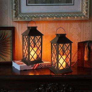 <b>Bulk</b> Stock Garden Solar LED <b>Candle</b> Lanterns Rustic Metal Frame Waterproof Tabletop Hanging Decoration Lantern - Product Image 1
