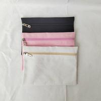 Tas Kanvas Katun 16oz Tahan Lama, Tas Penyimpanan Katun Berwarna-warni dengan Ritsleting, Tas Kosmetik Kanvas Kecil dengan Logo Kustom