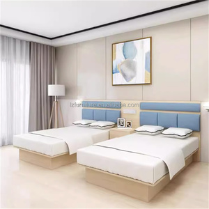 Hotel Bedroom Furniture Sets Customize King <b>Queen</b> <b>Size</b> Wood <b>Bed</b> <b>Frame</b> With Headboard Nightstand TV Cabinet Desk For 3 Star Hotel - Product Image 1