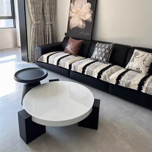 Ensemble <span class=keywords><strong>de</strong></span> tables basses rondes blanches bon marché populaires, table basse moderne pour salon, table basse en bois et acier <span class=keywords><strong>de</strong></span> luxe, ensemble <span class=keywords><strong>de</strong></span> meubles - Product Image 3