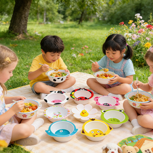 Vajilla y Artículos de Regalo para Niños, Juego de <span class=keywords><strong>Tazones</strong></span> de Melamina con Lindos Personajes de Animales para Fiestas y Picnics - Product Image 4