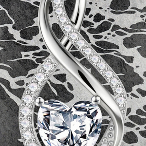 Collier personnalisé en argent sterling 925 avec moissanite taille cœur et bande torsadée infinie, pavé certifié, cadeau de mariage pour femme - Product Image 3