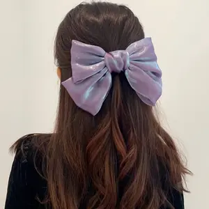 New Big Large Bow Organza Scrunchies per le donne ragazze Solid Plain Hair gengive elastici elastici Vintage bohémien Hair Ties