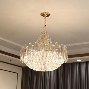 Luz de techo de cristal moderna personalizada de fábrica Iluminación de araña de cadena de hierro moderna - Product Image 5