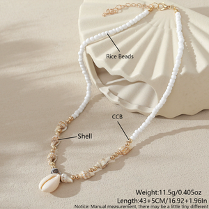 Handmade Retro Boho đồ trang sức Ốc Biển vỏ tự nhiên Gạo Hạt dây chuyền ốc xà cừ quyến rũ chuỗi cho phụ nữ bãi biển chokers phụ kiện - Product Image 4
