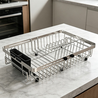 Égouttoir à vaisselle extensible en acier inoxydable pour évier, étagère de rangement et séchoir à vaisselle pour cuisine