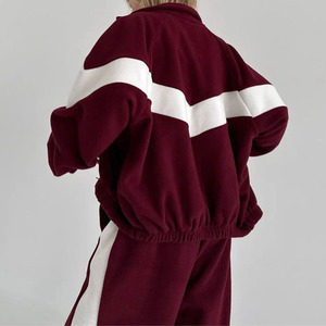 ชุดเซ็ตเสื้อแจ็คเก็ตและกางเกงวอร์มกำมะหยี่แบบซิปสองชิ้นสำหรับฤดูใบไม้ร่วงและฤดูหนาว  ชุดฮู้ดดี้แบบซิปผ้าฟลีซสไตล์สปอร์ต - Product Image 3