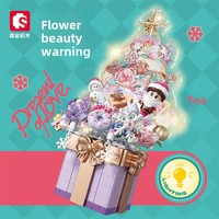 SEMBO Unisex Building Block Puzzle Bunga Wajah Manusia Pohon Natal & Model Hadiah Kompatibel 605042 Blok Perakitan Ide Hadiah