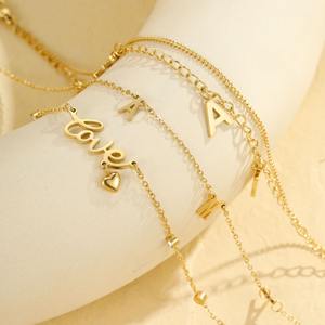 Hypoallergénique en acier inoxydable Alphabet cheville Love <span class=keywords><strong>Mama</strong></span> lettre femmes PVD plaqué or étanche bijoux caractéristiques Zircon principal - Product Image 2
