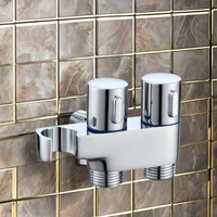 Válvula de ángulo de doble manija BFH de tres vías cromada 1/2 moderna, accesorio de grifo de parada multifuncional para baño de latón