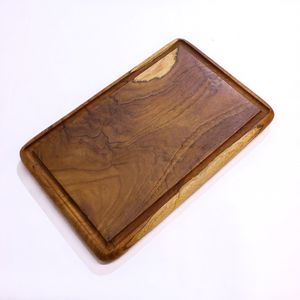 Planche à découper artisanale en teck massif naturel avec rainure pour les jus, durable et décorative, pour viande, poisson et fruits - Product Image 3