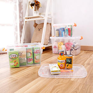 Grands bacs de rangement multifonctionnels transparents avec fermoirs, boîtes de rangement en plastique empilables avec poignée à verrouillage et roulettes, couvercles - Product Image 3