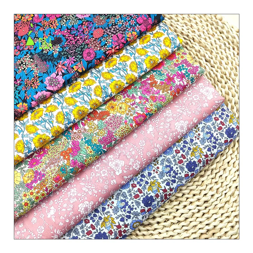 Wholesale customize print cotton lawn liberty london floral woven poplin cotton fabric for dress